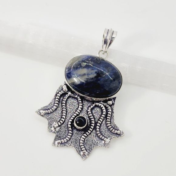 Sodalite Black Onyx Ethnic Handmade Pendant Jewelry 2.4 - Picture 4 of 7